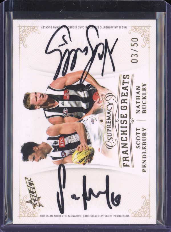 Pendlebury Buckley 2024 Select Supremacy Franchise Greats Dual Signature 3/50