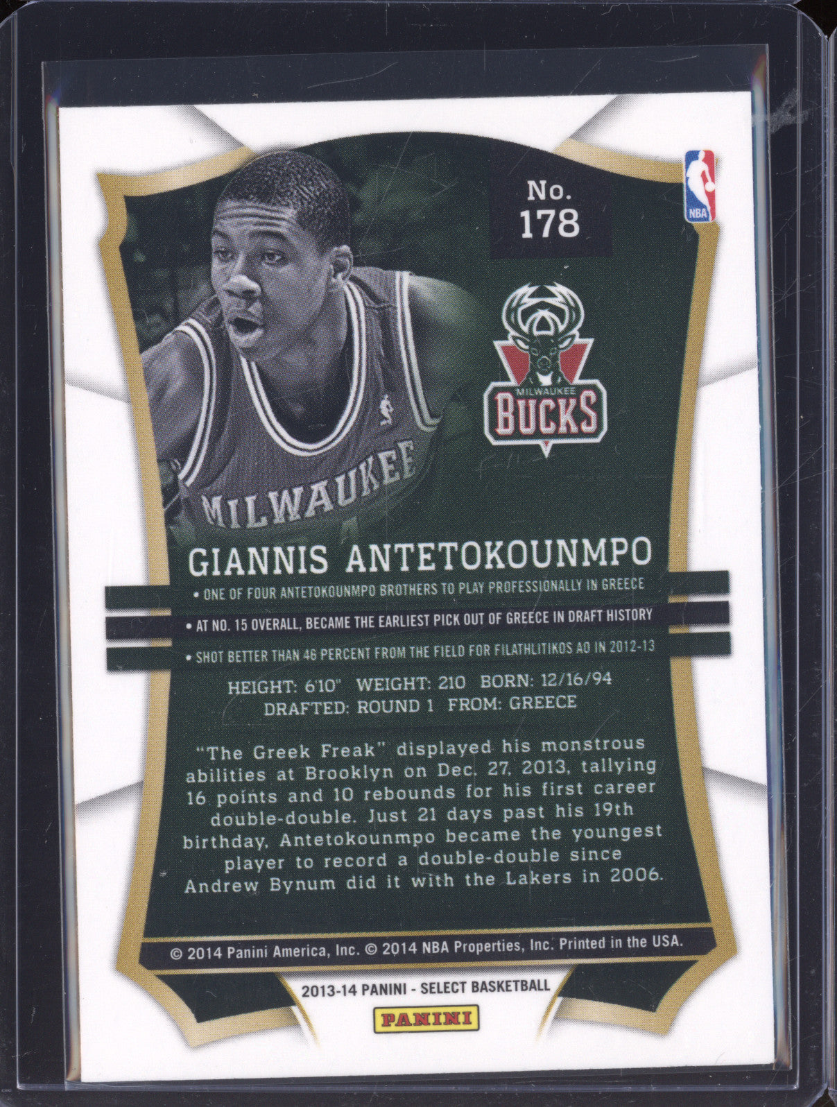 2013 Panini Select 178 Giannis Antetokounmpo RC
