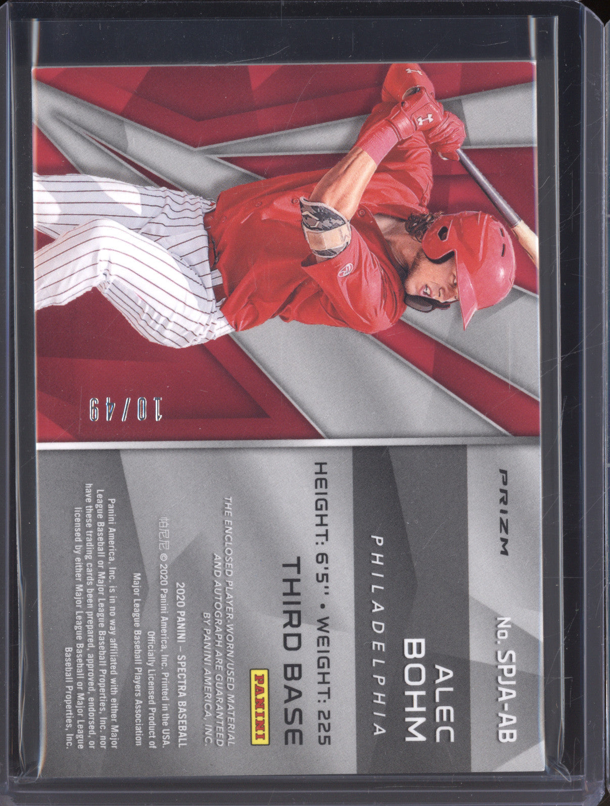 Alec Bohm 2020 Panini Spectra SPJA-AB Prospects Jersey Auto /49