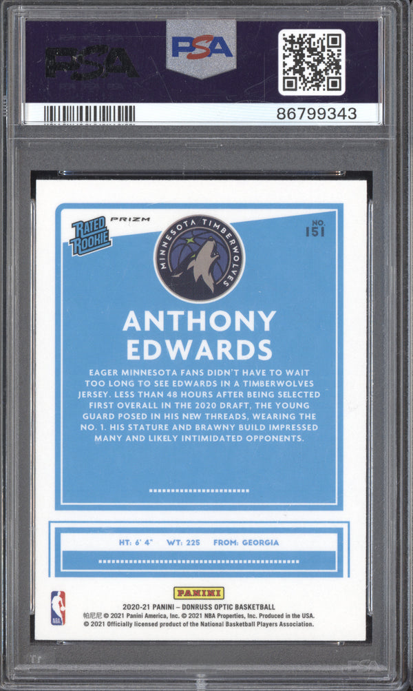 Anthony Edwards 2020-21 Panini Optic 151 Holo RC PSA 10