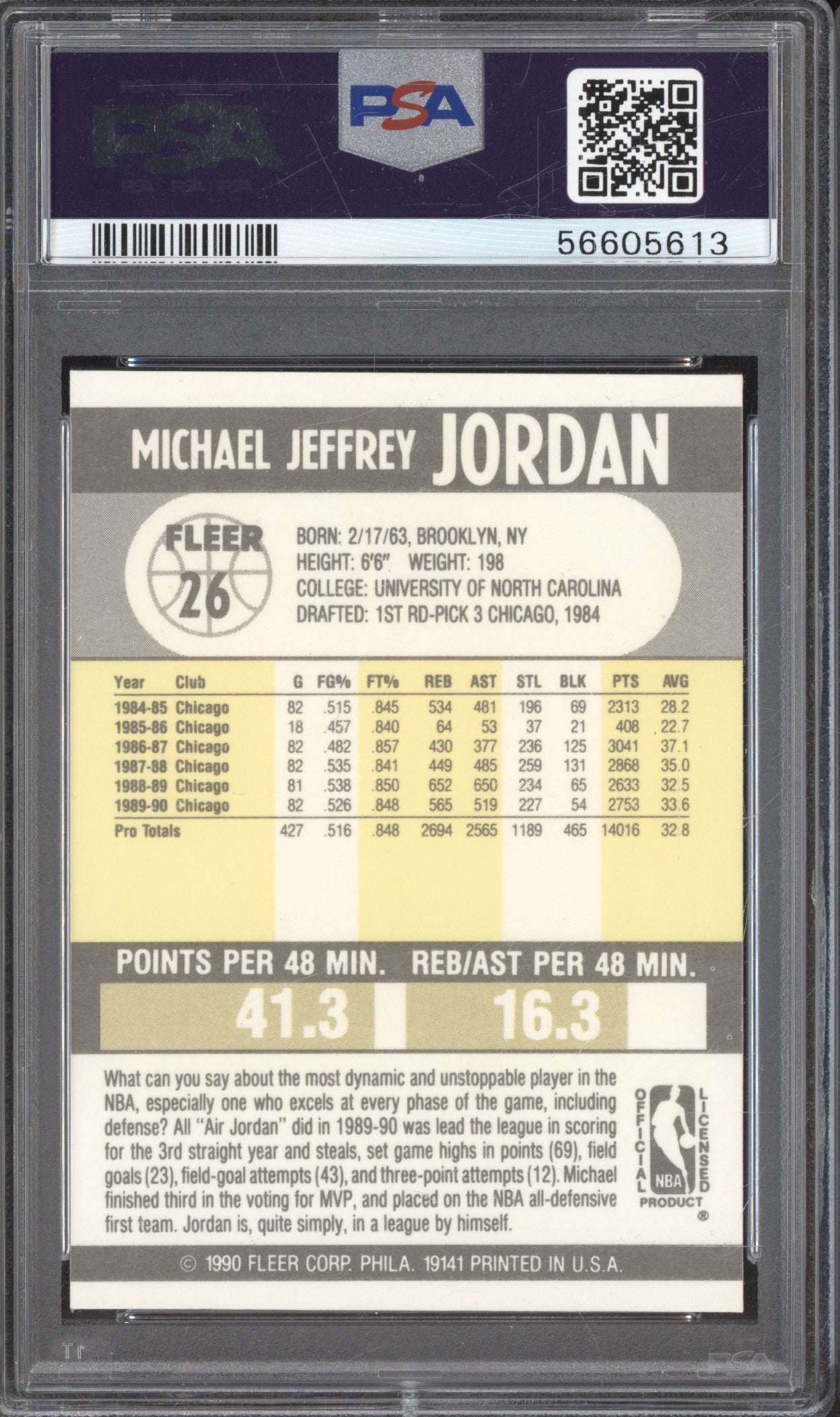 1990 Fleer 26 Michael Jordan PSA 8
