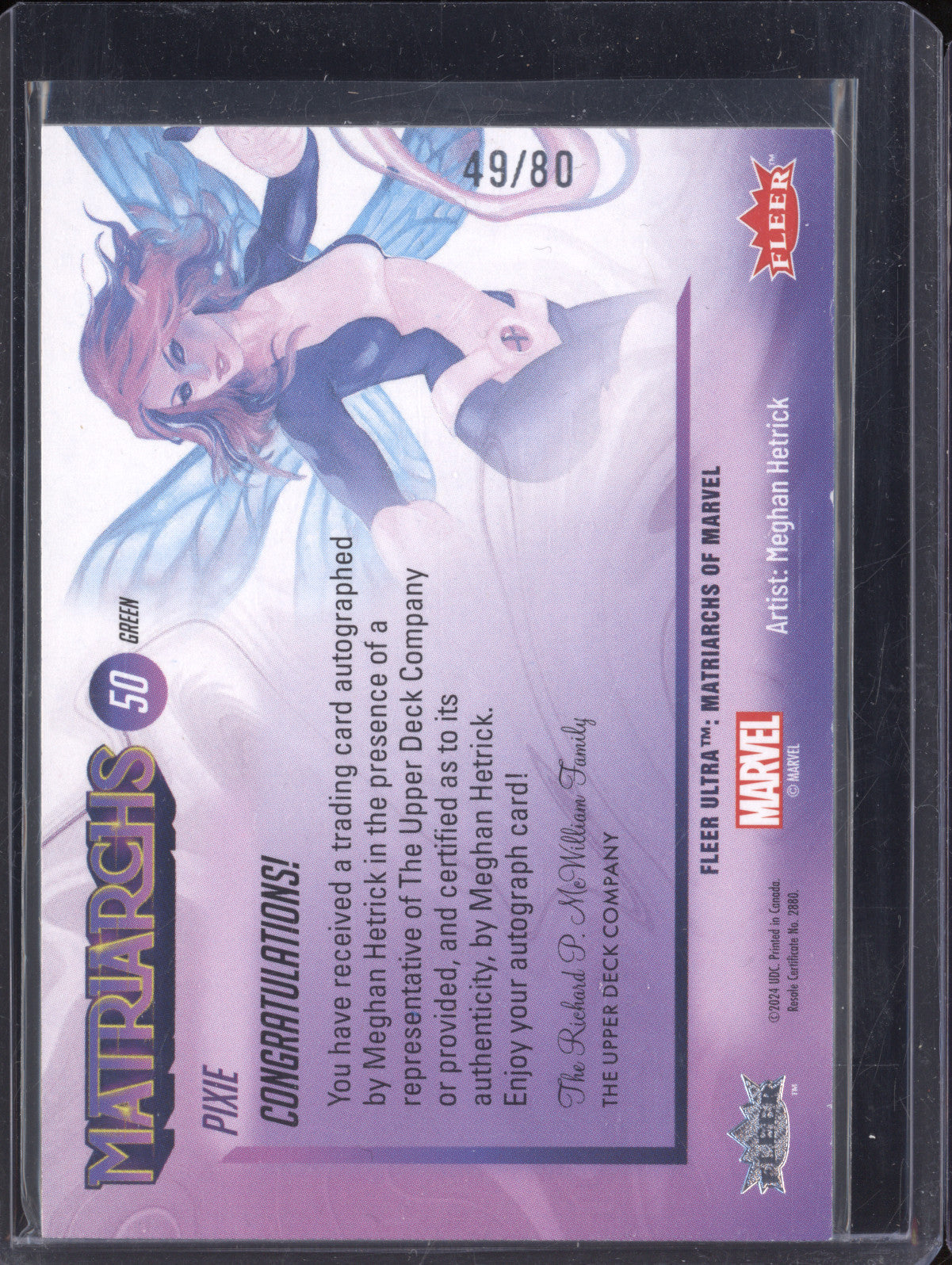 Pixie 2024 Fleer Matriarchs of Marvel 50 Green Auto 49/80
