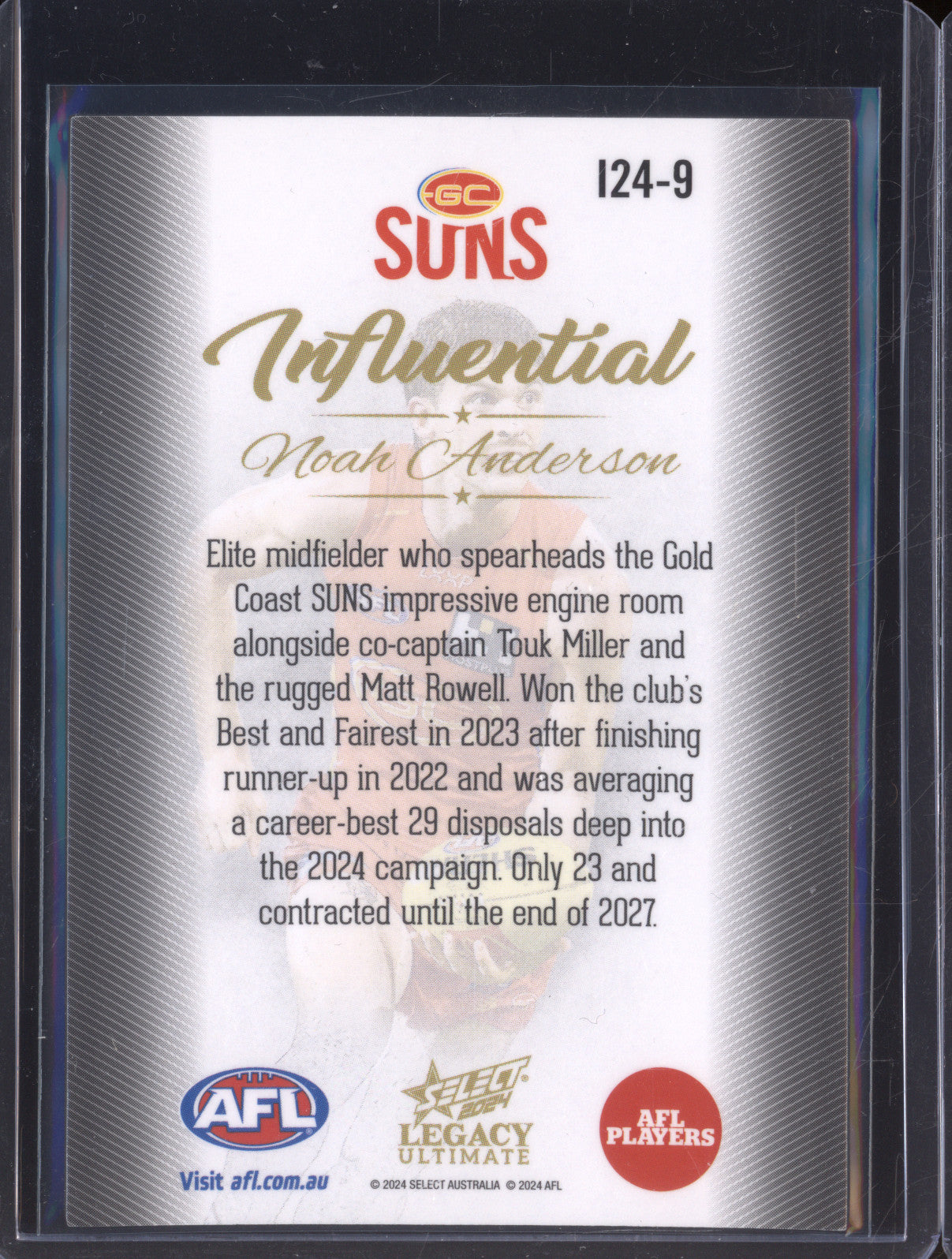 Noah Anderson 2024 Select Legacy Ultimate I24-9 Influential 25/40