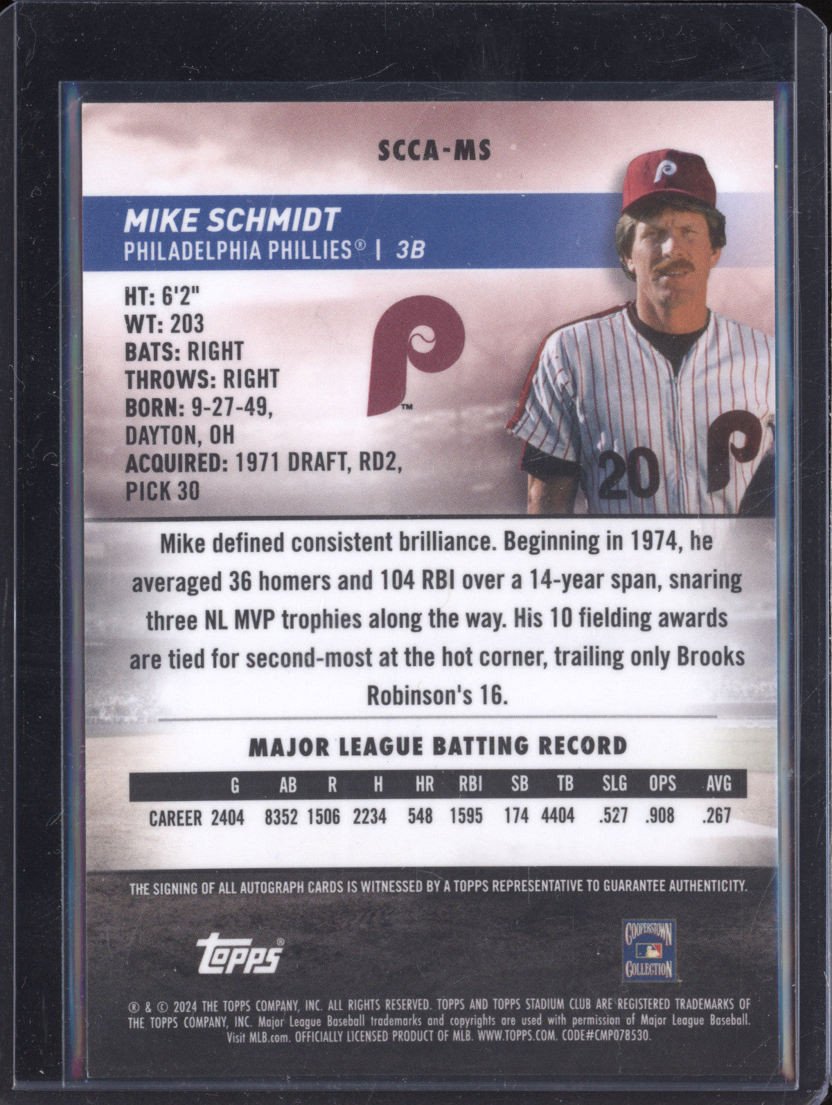 Mike Schmidt 2024 Topps Stadium Club SCCA-MS Chrome Auto Red 24/25