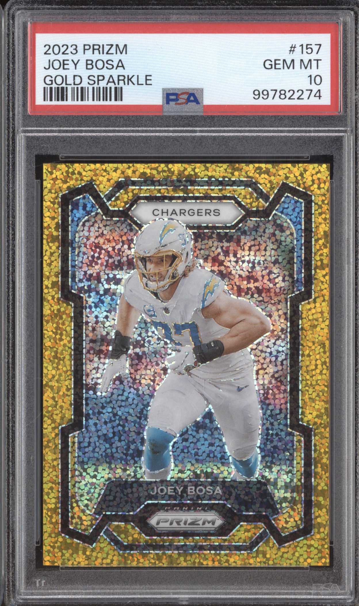 2023 Panini Prizm 157 Joey Bosa Gold Sparkle /24 PSA 10