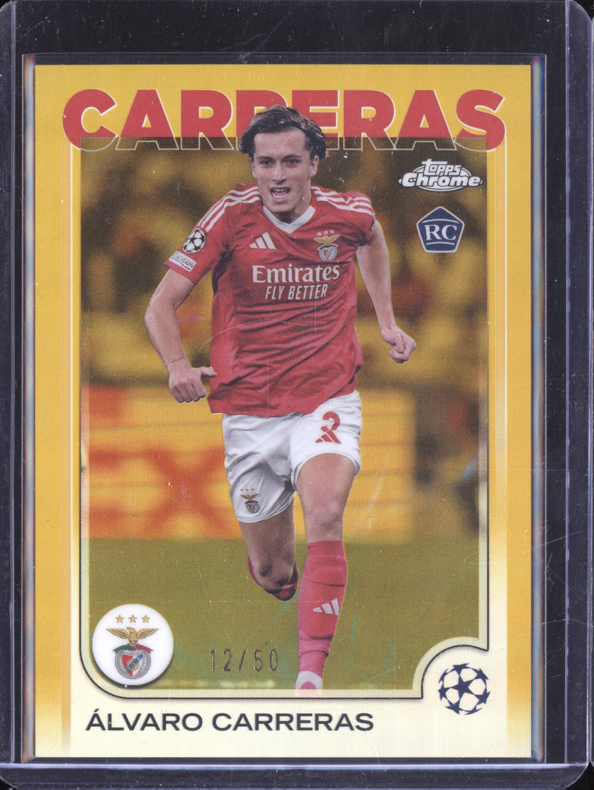 Alvaro Carreras 2024-25 Topps Chrome 181 Gold Refractor RC 12/50