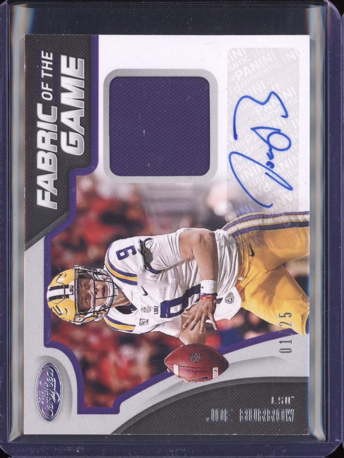 Joe Burrow 2020 Panini Chronicles Draft 1 Fabric of the Game Auto Prime /25