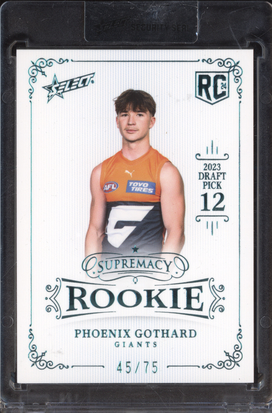 Phoenix Gothard 2024 Select Supremacy Rookies RPB12 Rookies Platinum Blue RC /75