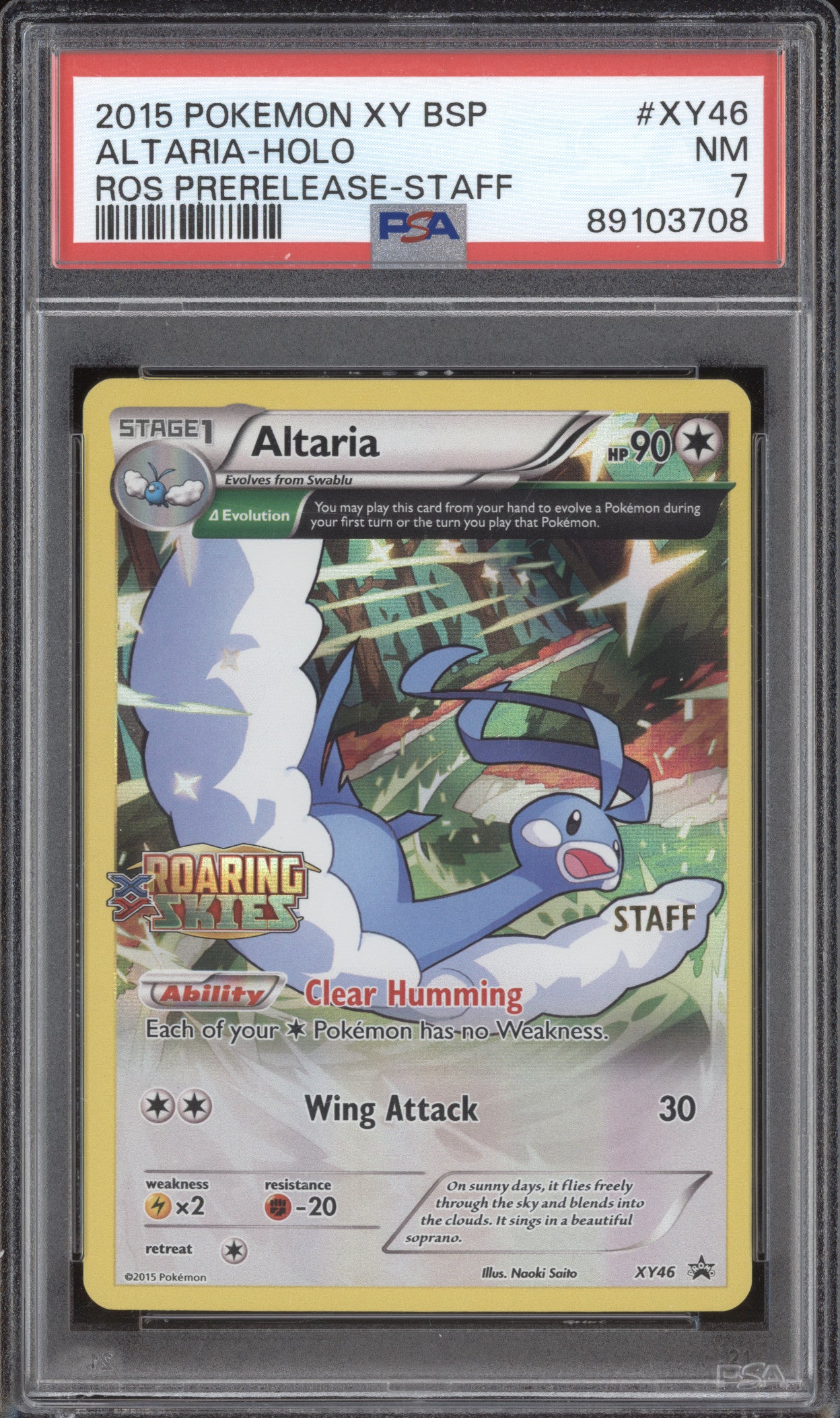 Altaria Holo 2015 Pokemon Roaring Skies XY46 Prerelease Staff Promo PSA 7