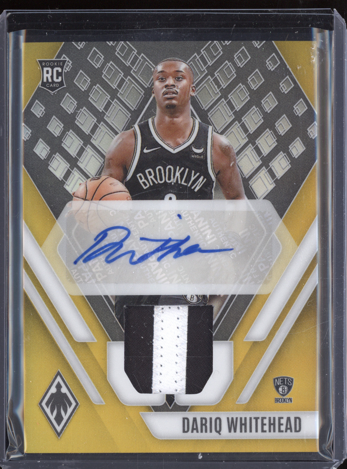 Dariq Whitehead 2023-24 Panini Phoenix RJA-DWH Rookie Jersey Auto Gold RC 5/10