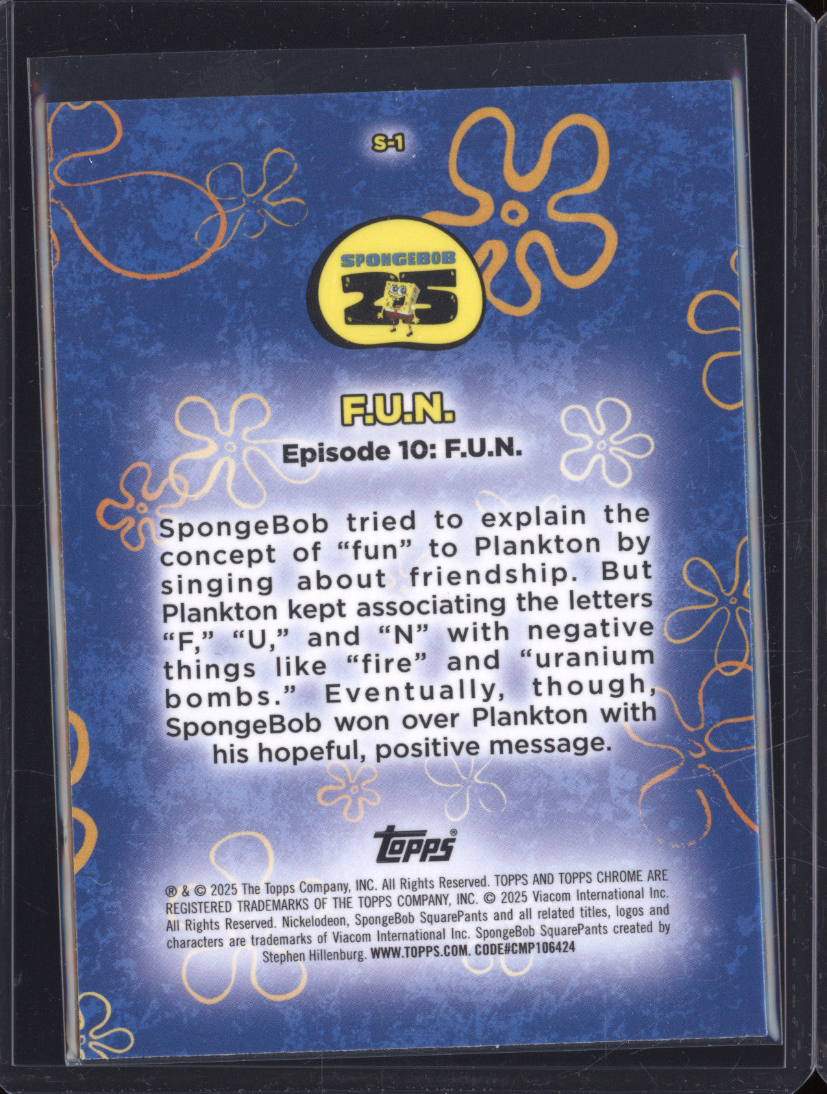 2025 Topps Chrome SpongeBob SquarePants S-1 FUN S-O-N-G Songs