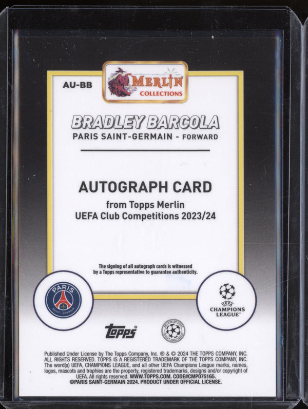 Bradley Barcola 2023-24 Topps Merlin UCC AU-BB Refractor Autograph RC