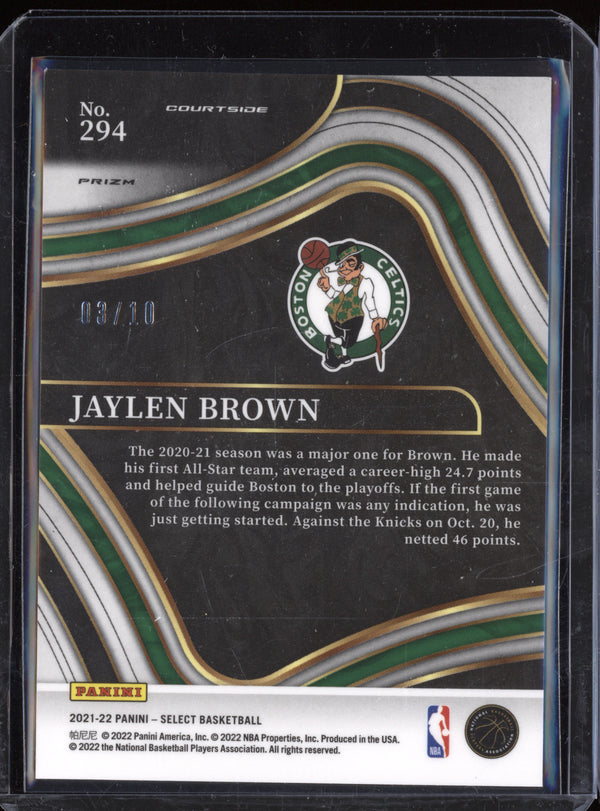 Jaylen Brown 2021-22 Panini Select 294 Gold Flash 3/10