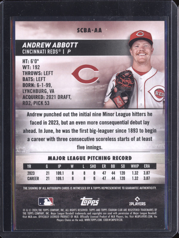 Andrew Abbott 2024 Topps Stadium Club SCBA-AA Autograph RC