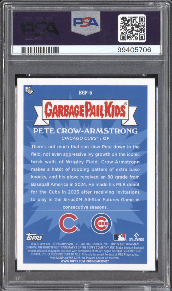 Pete Crow-Armstrong 2024 Bowman Chrome BGP-5 Garbage Pail Kids RC PSA 9