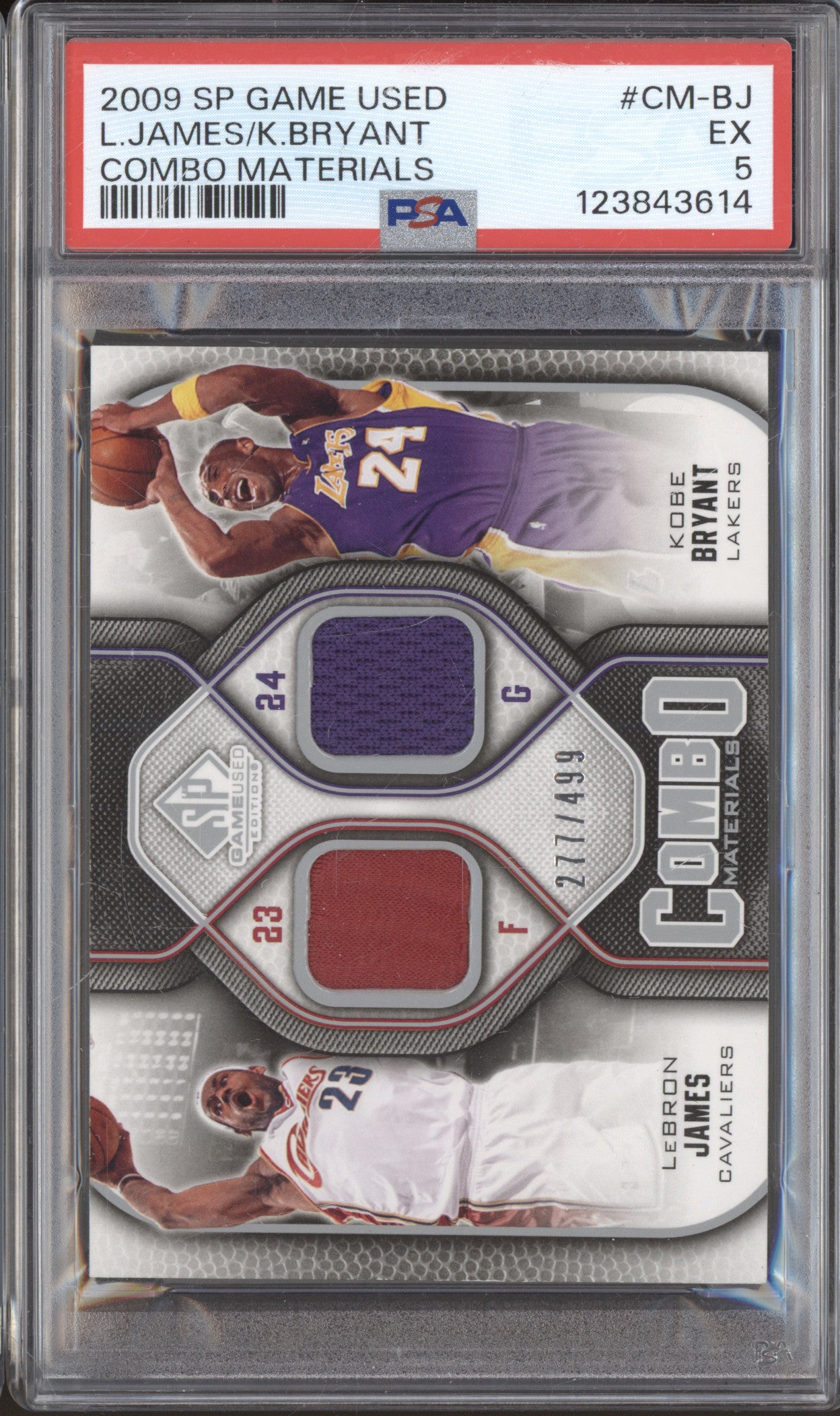 2009 Upper Deck SP Game Used CM-BJ LeBron James, Kobe Bryant /499 PSA 5