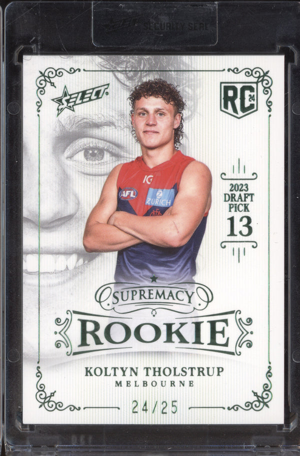 Koltyn Tholstrup 2024 Select Supremacy Rookies RPG Rookies Platinum Green RC /25