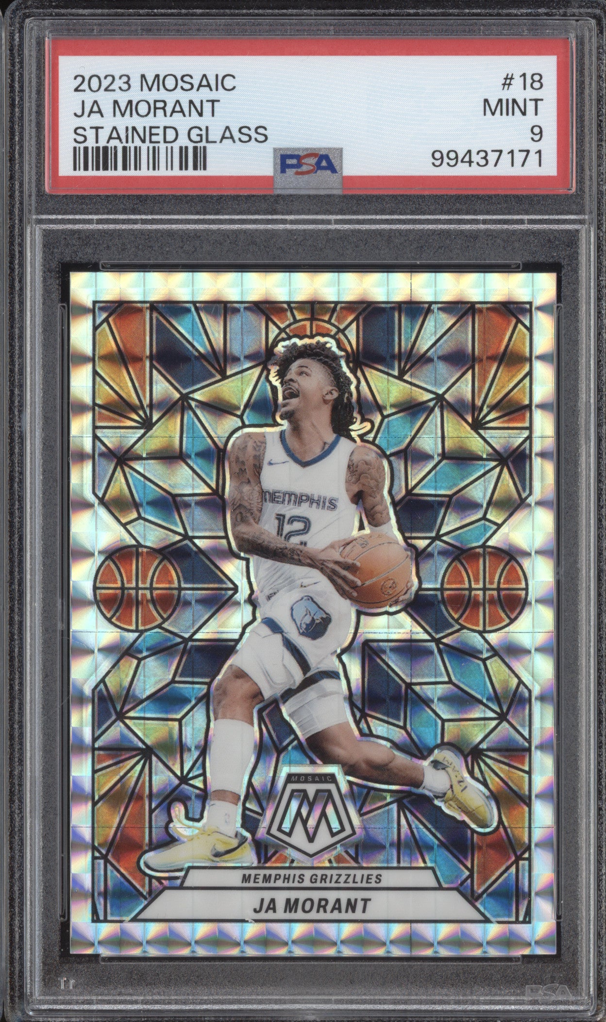 Ja Morant 2023-24 Panini Prizm 18 Stained Glass PSA 9