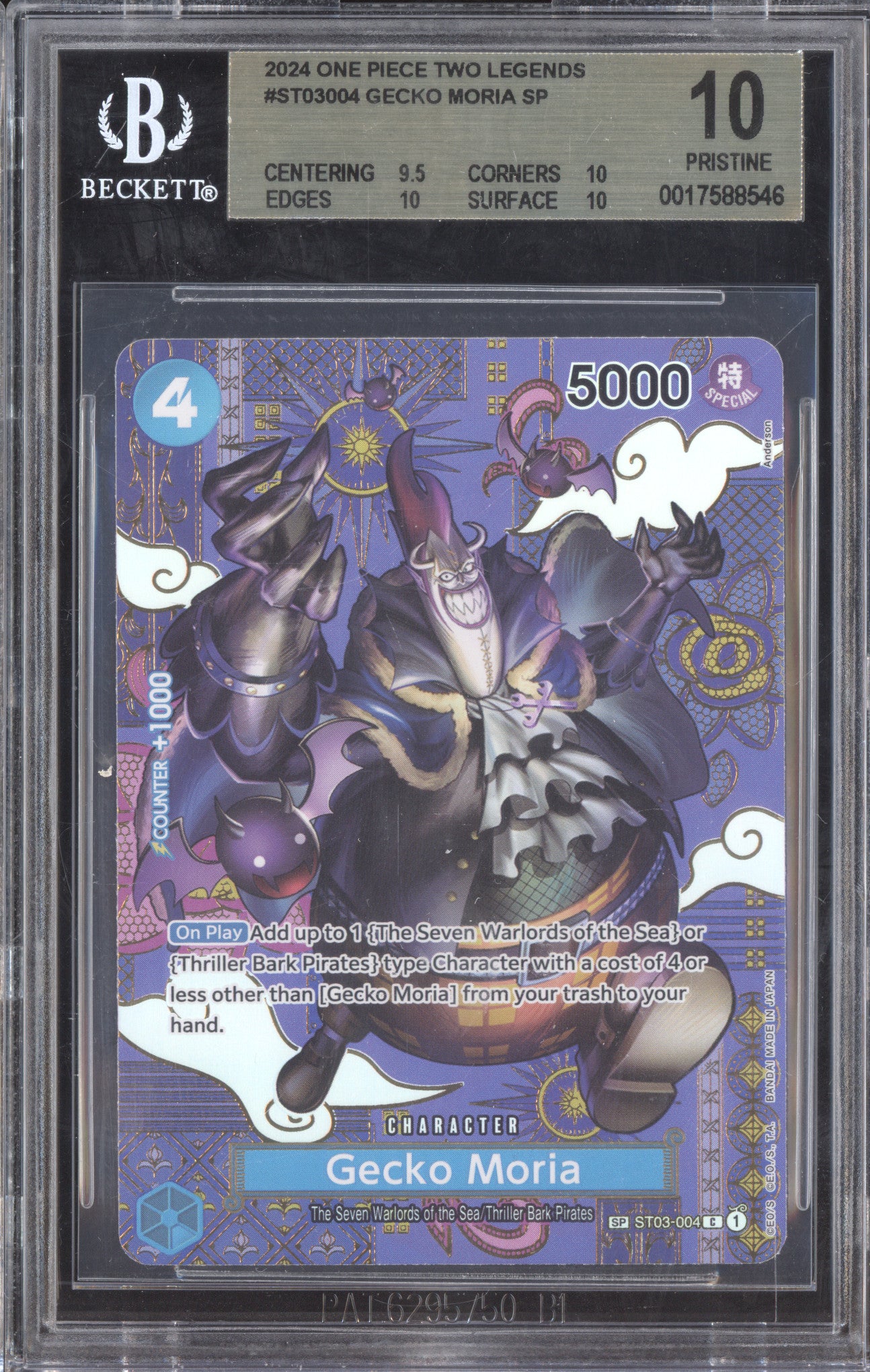 Gecko Moria 2024 One Piece Two Legends ST03-004 Special Rare BGS 10