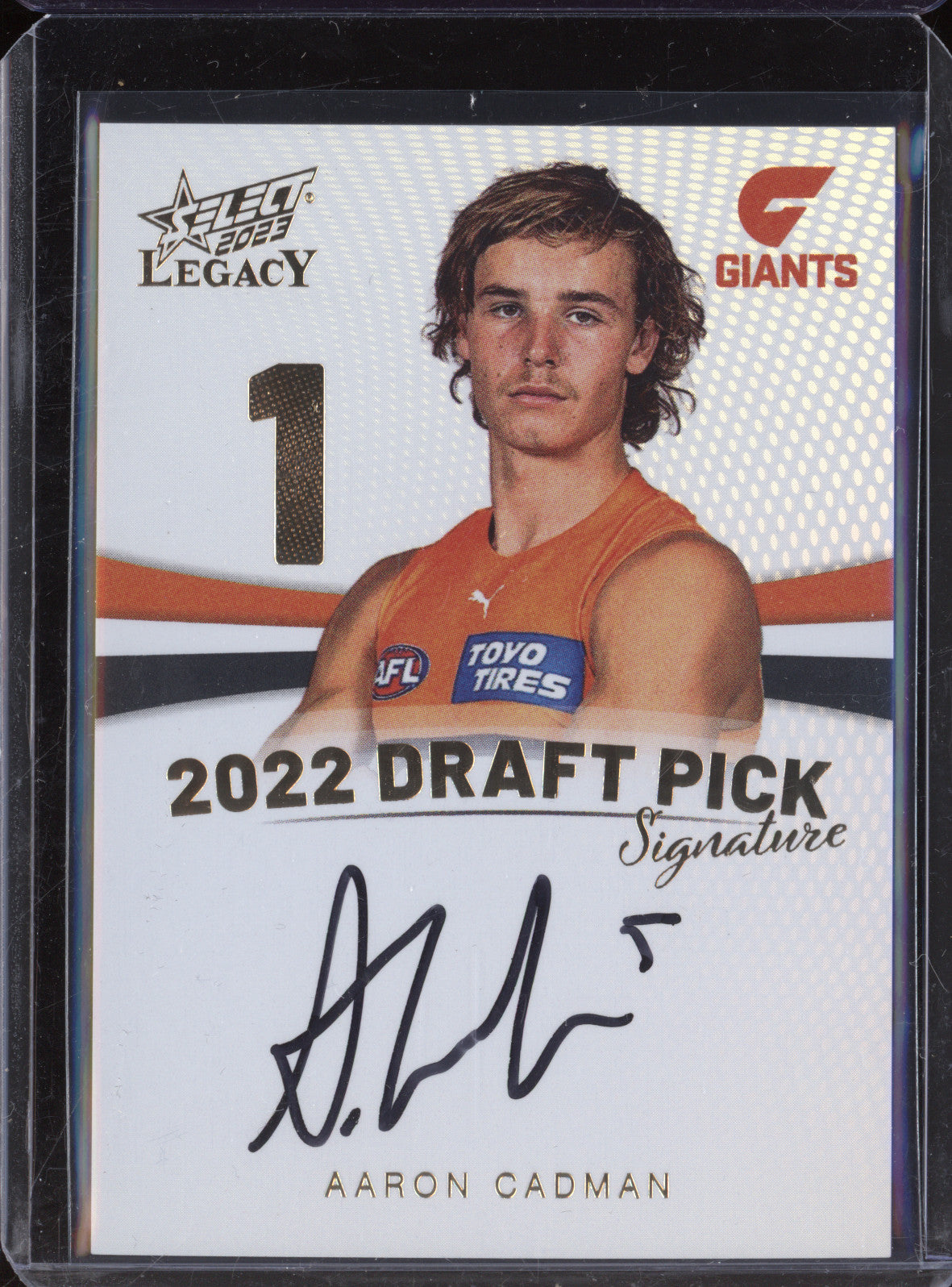 Aaron Cadman 2023 Select Legacy DPSG1 Draft Pick Siganture Gold RC 32/90