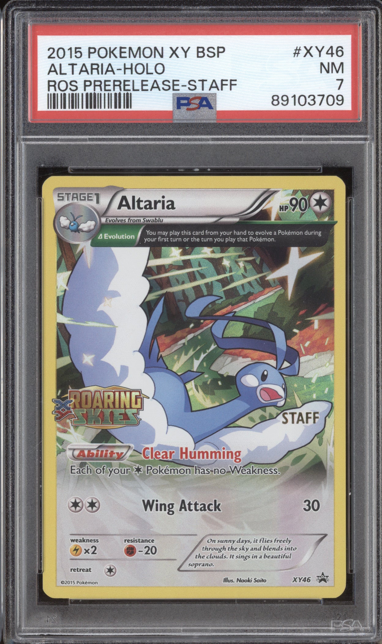 Altaria Holo 2015 Pokemon Roaring Skies XY46 Prerelease Staff Promo PSA 7