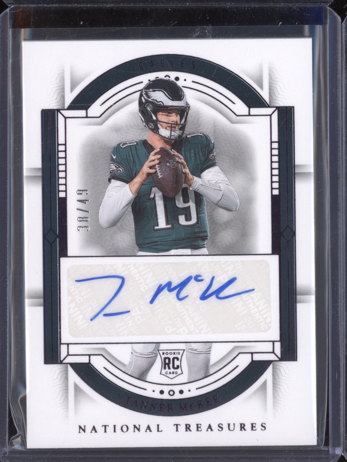 Tanner McKee 2023 Panini National Treasures 151 Rookie Auto Purple RC 38/49