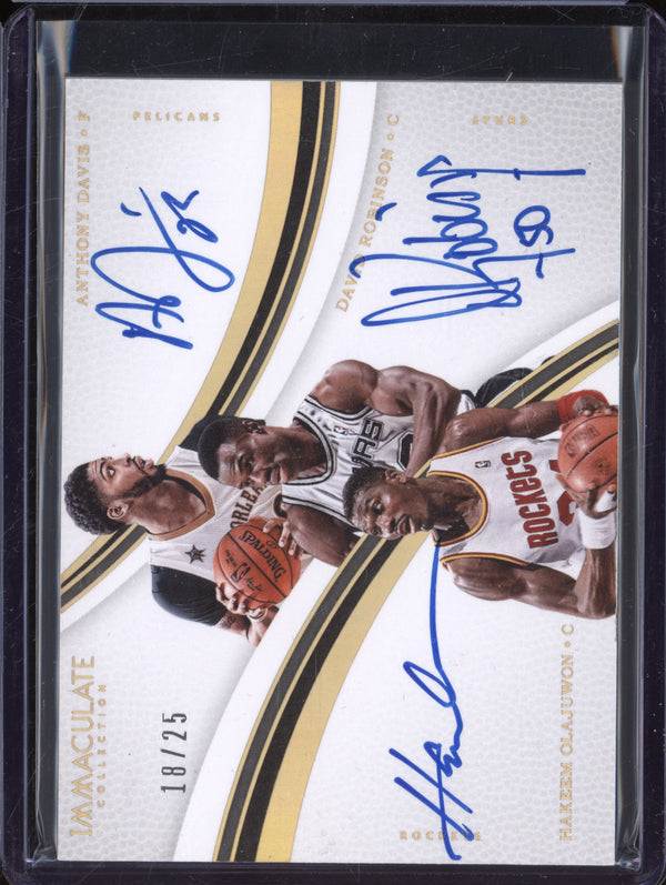 Davis Robinson Olajuwon 2016-17 Panini Immaculate 25 Triple Autograph 18/25