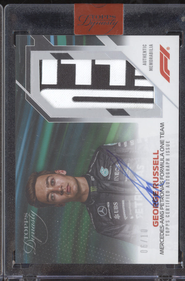 George Russell 2023 Topps Dynasty F1 DAP-GR Patch Auto 6/10