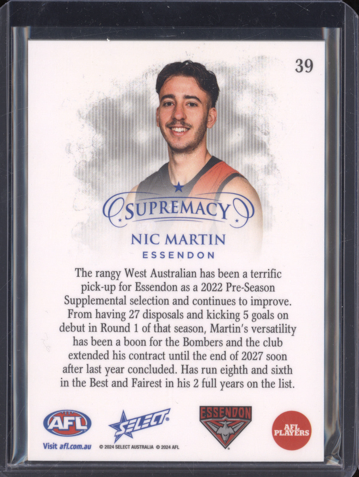 Nic Martin 2024 Select Supremacy 39 Blue Portraits 49/65