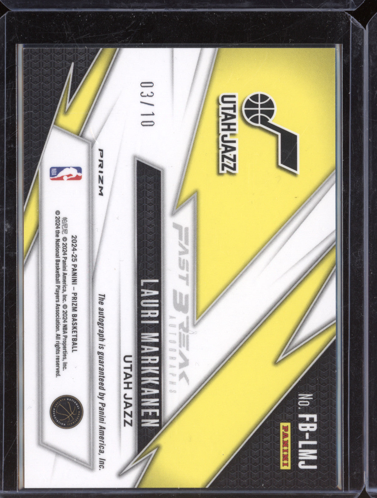 Lauri Markkanen 2024-25 Panini Prizm FB-LMJ Fastbreak Autographs Gold  /10