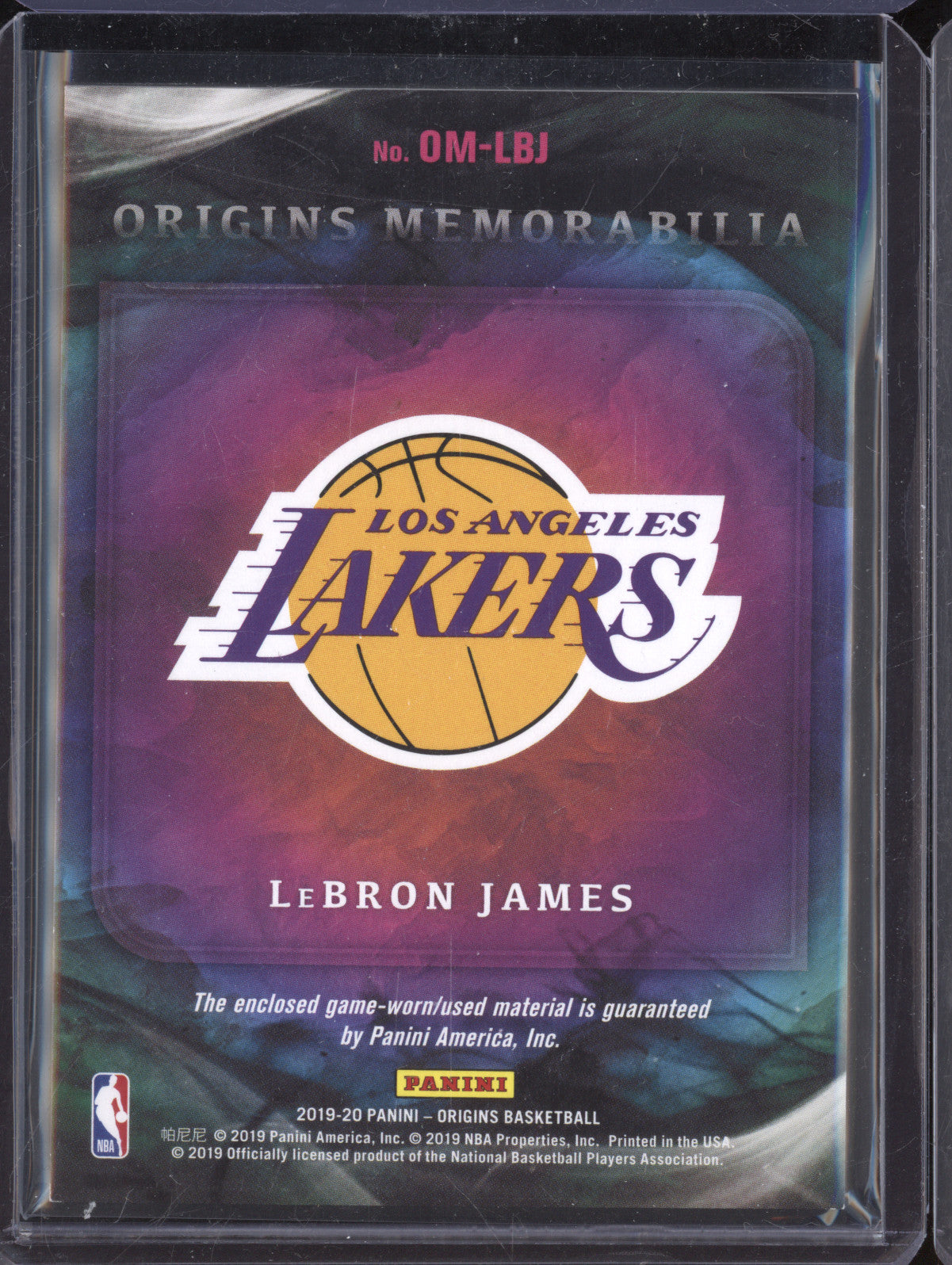 LeBron James 2019-20 Panini Origins OM-LBJ Origins Memorabilia Blue 28/35
