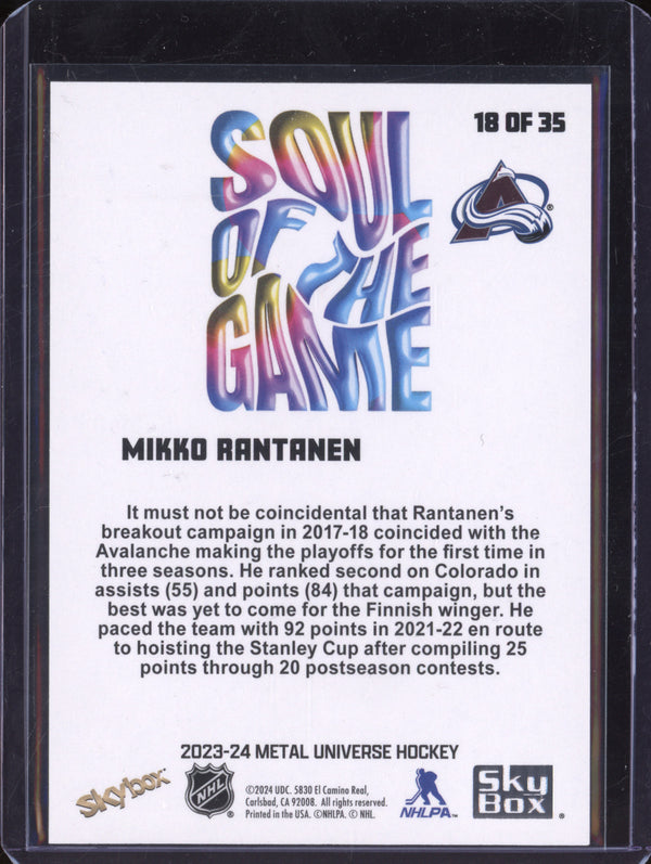 Mikko Rantanen 2023-24 Sky Box Metal Universe 18 Soul of the Game