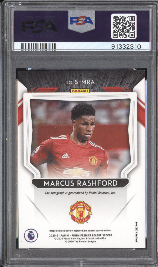 Marcus Rashford 2020-21 Panini Prizm S-MRA Signatures Red Stars PSA 8/10