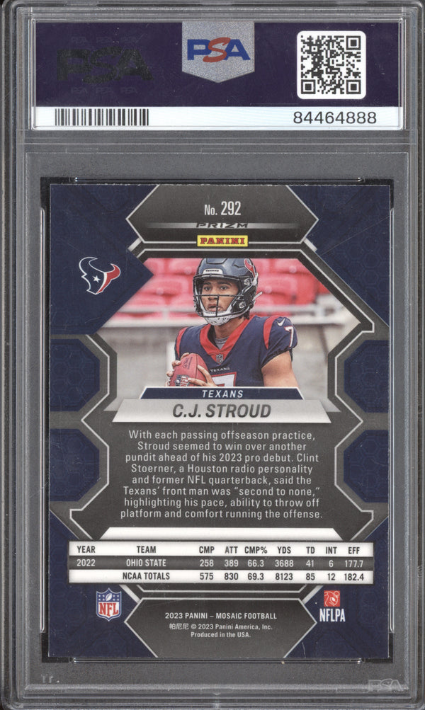 CJ Stroud 2023 Panini Mosaic 292 Silver RC PSA 10