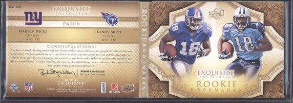 Nicks Britt 2009 Upper Deck Exquisite Collection Bookmarks Patch Auto RC 60/99