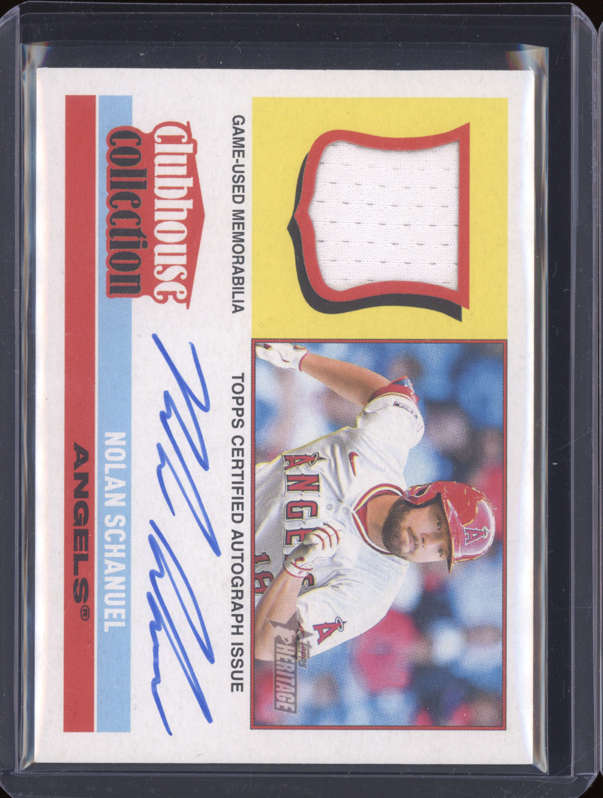 Nolan Schanuel 2025 Topps Heritage CCAR-NS Clubhouse Collection Auto Relic /25