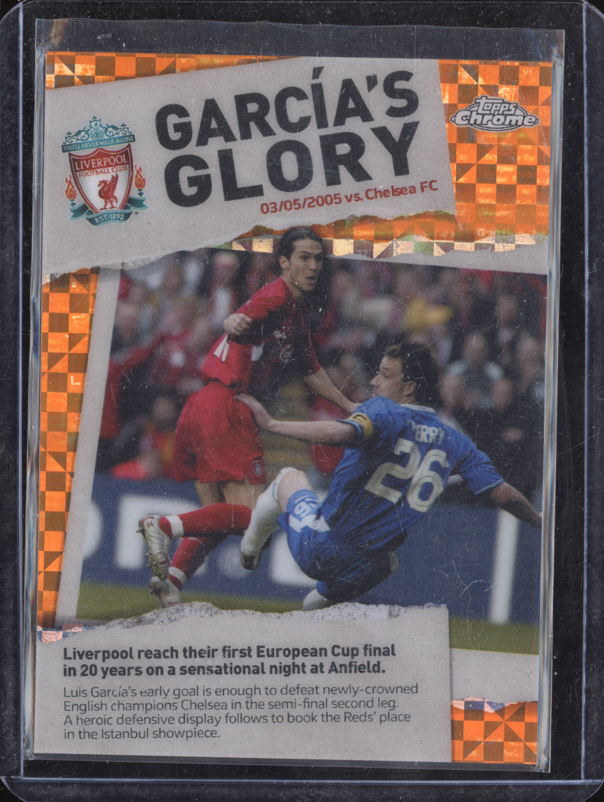 Luis Garcia 2023 Topps Liverpool Chrome MH-3 Making History Orange Xfractor /25