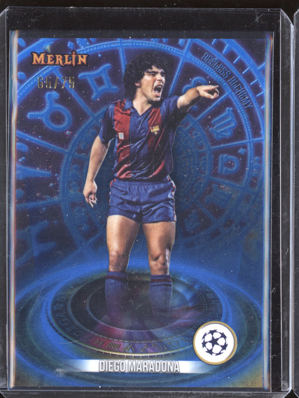 Diego Maradona 2023-24 Topps Merlin UCC AA-6 Ageless Alchemy Blue 65/75