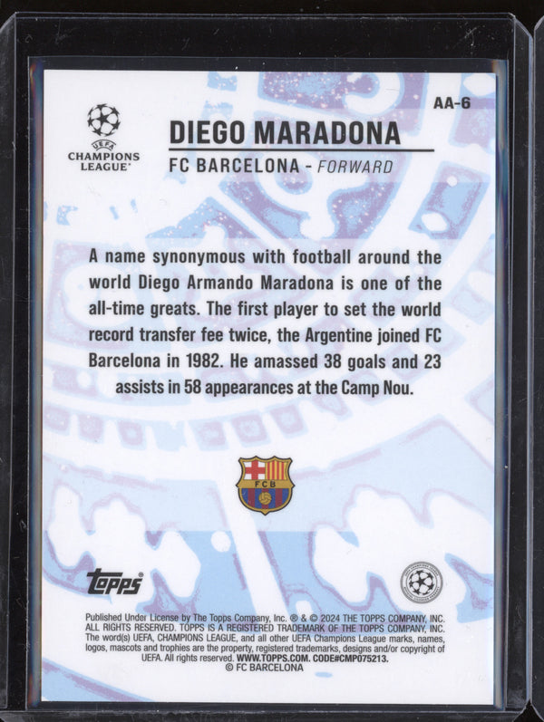 Diego Maradona 2023-24 Topps Merlin UCC AA-6 Ageless Alchemy Blue 65/75