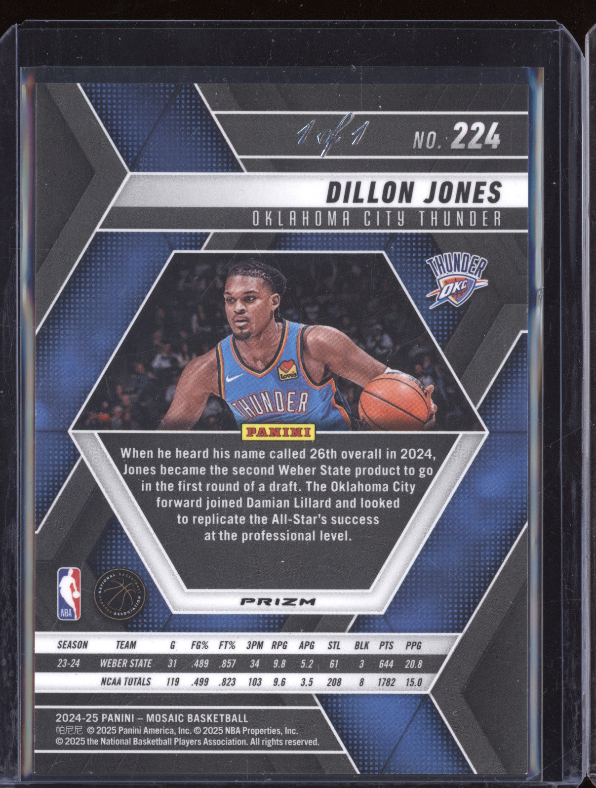 Dillon Jones 2024-25 Panini Mosaic 224 Nebula RC 1/1