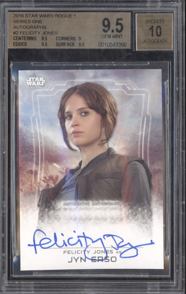 Jyn Erso Felicity Jones 2016 Topps Rogue One Series One Autograph BGS 9.5/10