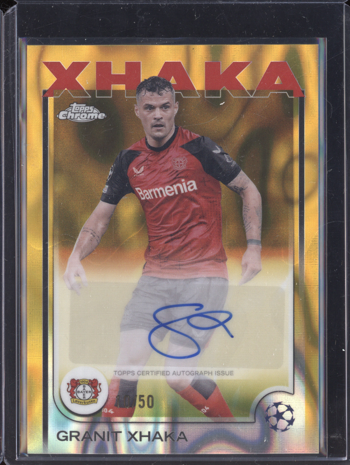 Granit Xhaka 2024-25 Topps Chrome CA-GX Gold Lava Refractor Auto 10/50