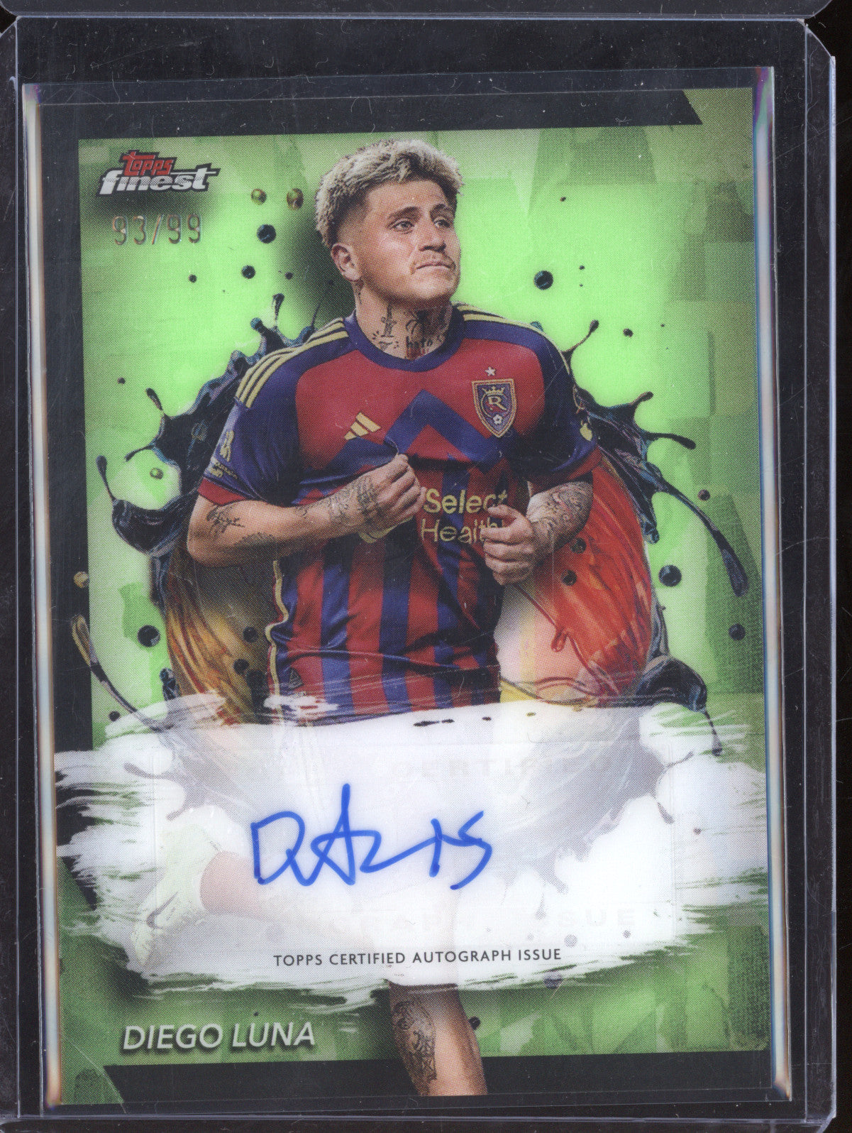 Diego Luna 2024 Topps Finest MLS BA-DL Neon Green Auto 93/99