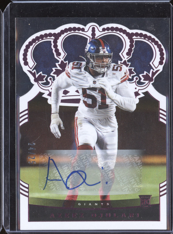 Azeez Ojulari 2021 Panini Chronicles CR-39 Crown Royale Rookie Auto Pink RC 24/25