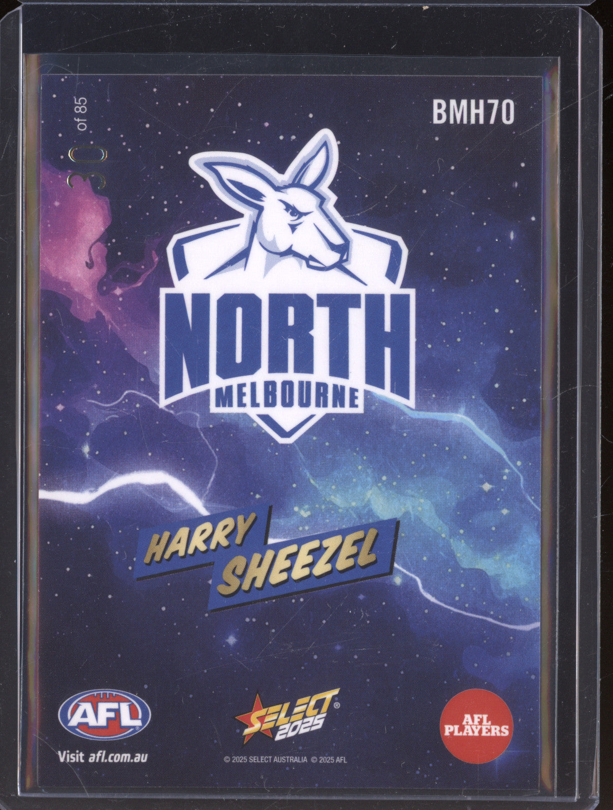 2025 AFL Select Footy Stars Hobby BMH70 Harry Sheezel Booom 30/85