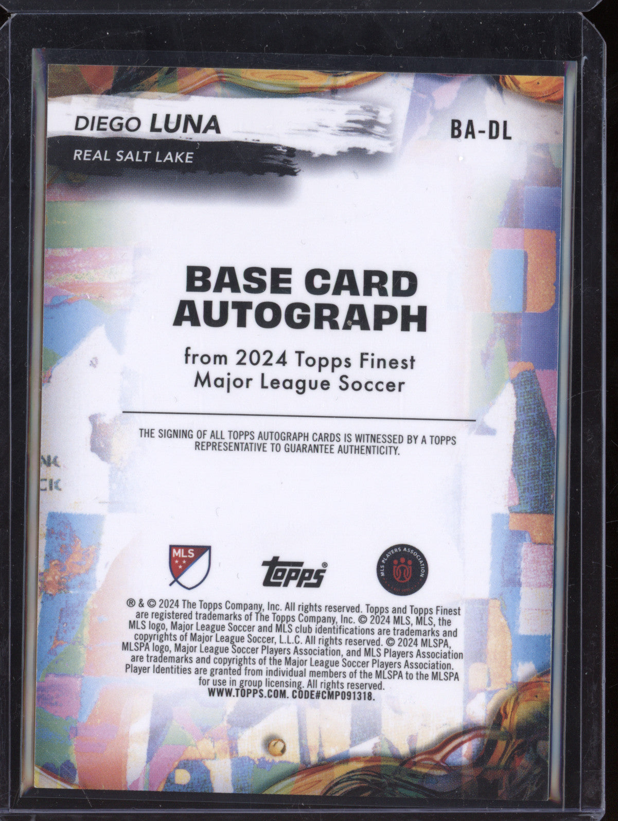 Diego Luna 2024 Topps Finest MLS BA-DL Neon Green Auto 93/99
