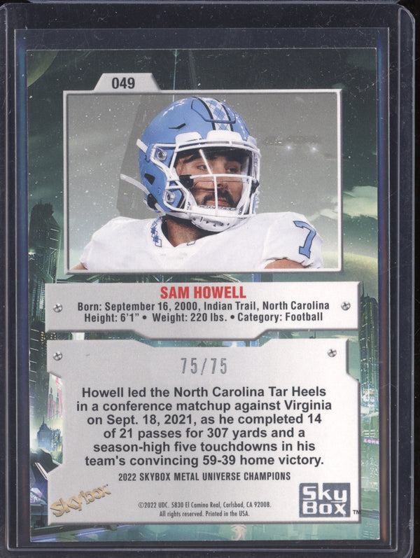 Sam Howell 2022 Skybox Metal Universe Champions 49 Precious Metal Gems Purple 75/75