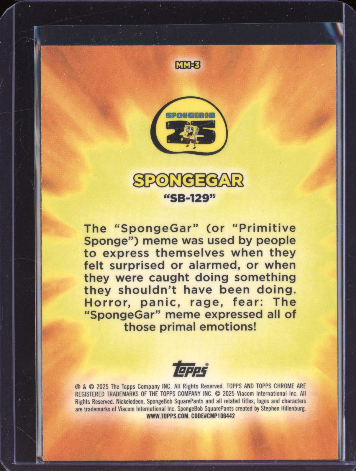 2025 Topps Chrome SpongeBob 25th Anniversary MM-3 SpongeGar SP Case Hit