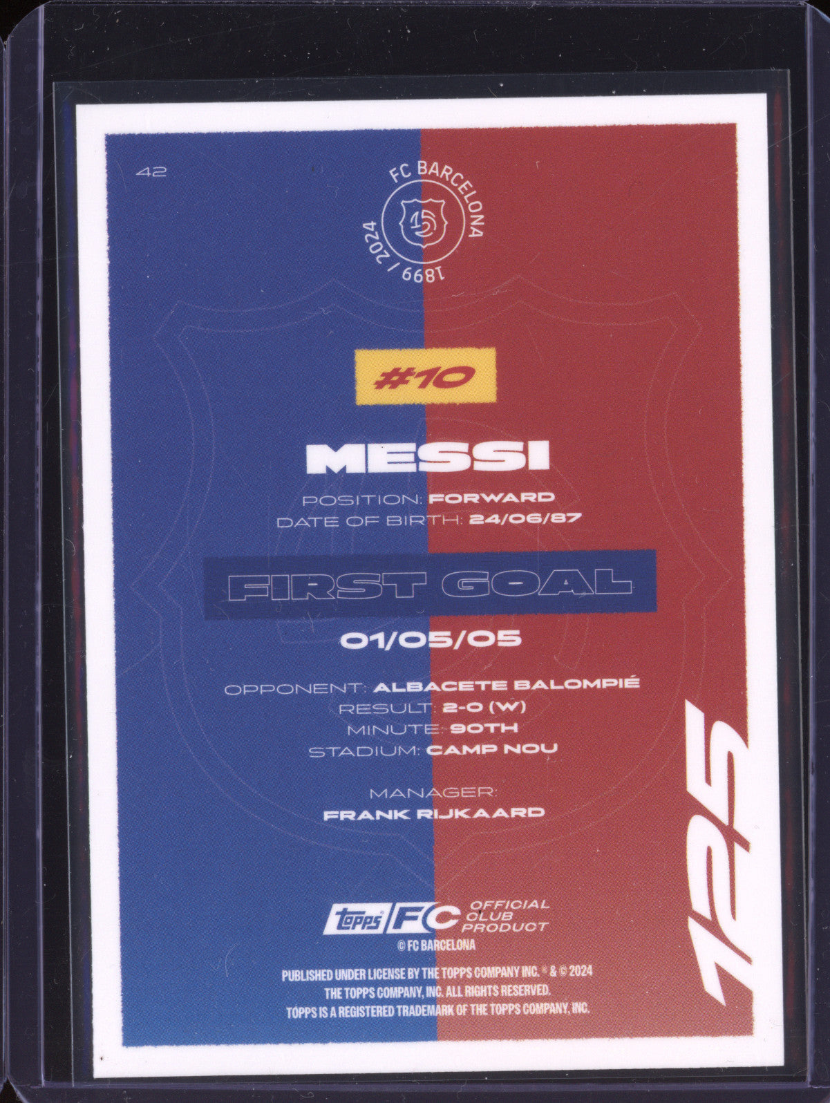 Lionel Messi 2024-25 Topps Team Set FC Barcelona 42 First Goal