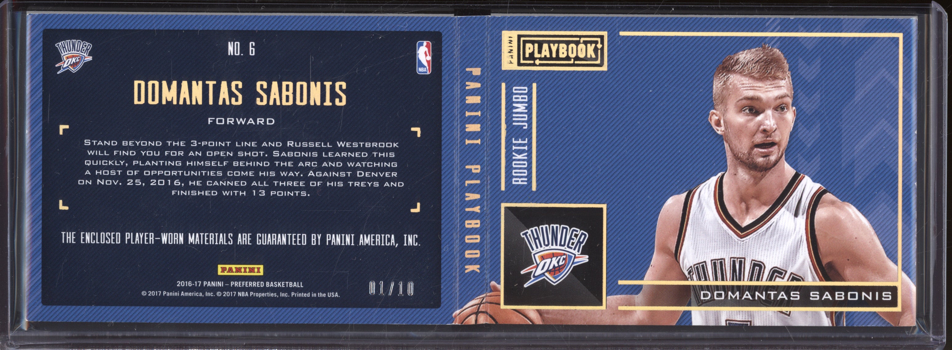 Domantas Sabonis 2016-17 Panini Preferred 6 Playbook Rookie Jumbo Booklet 1/10
